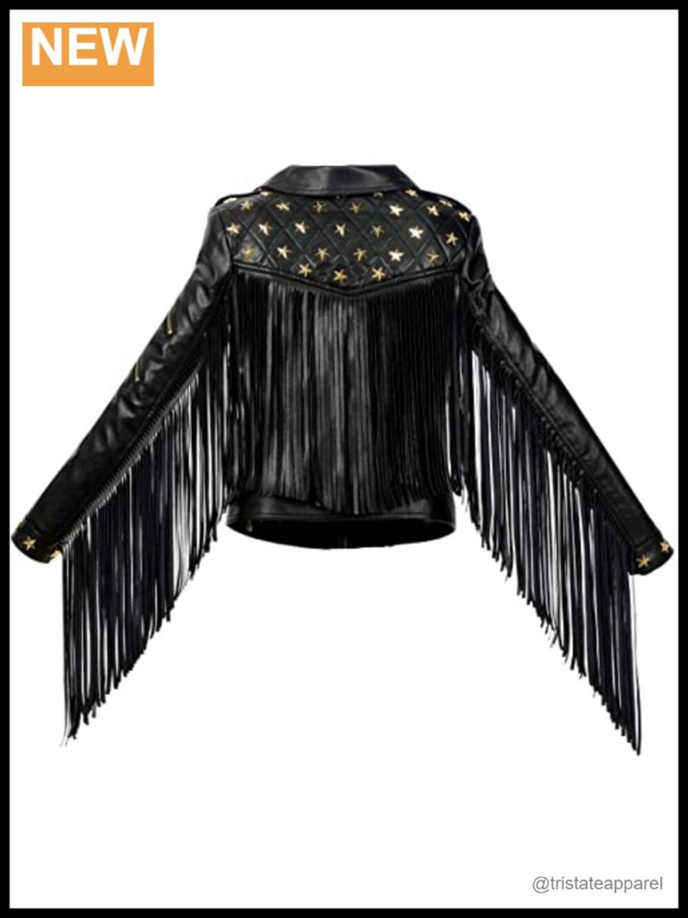 Women's Faux Leather PU Biker Jacket Tassel Rivets Streetwear Coat